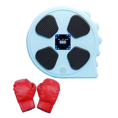 Amagogo Musik-Boxmaschine, Musik-Boxwand-Zielscheibe, entspannend, beleuchtet, für Erwachsene und Kinder, Karate, Taekwondo, Boxtrainer, Schlagpolster, blau mit Handschuh von Amagogo