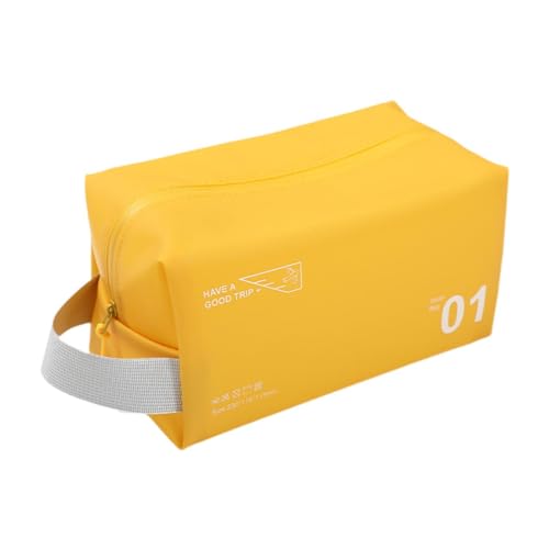 Amagogo Reise-Kulturtasche, wasserdichte Reise-Badezimmertasche mit Griff, Kosmetiktasche, Gelb von Amagogo
