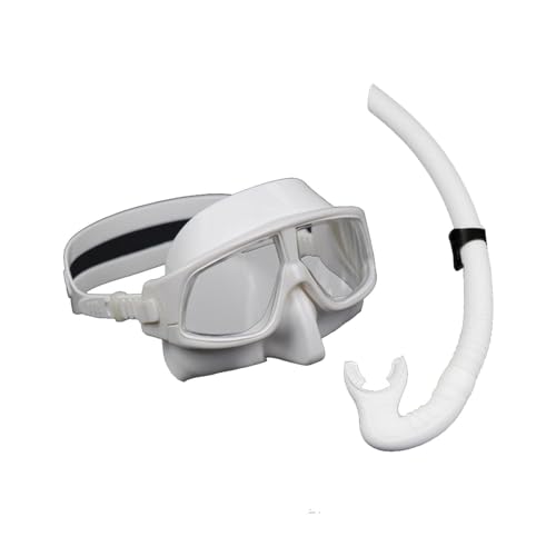 Amagogo Schnorchelset, Tauchmaske, Weitwinkel-Schnorchelausrüstung, verstellbares Band, Taucherbrille für Erwachsene, Schnorchelausrüstung, Weiß von Amagogo