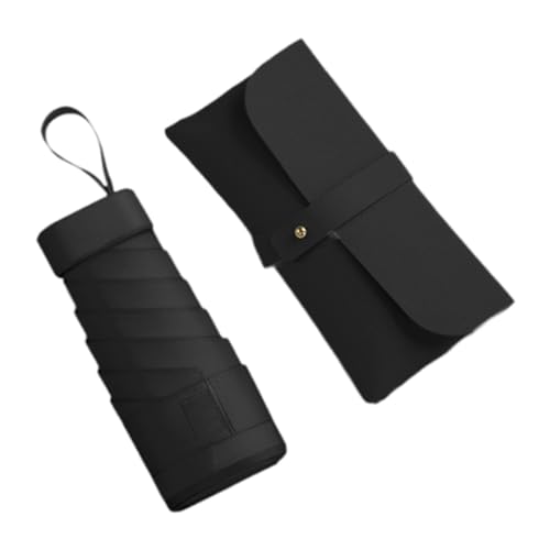 Amagogo Taschenschirm mit Hülle, Tragbarer Regenschirm Wetterfester Reiseschirm, Schwarz von Amagogo