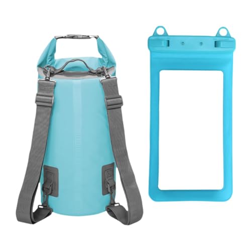 Amagogo Wasserdichter Dry Bag-Rucksack mit wasserdichter Telefonhülle hält die Ausrüstung trocken, 5 l Trockenaufbewahrungstasche für Wasserparks, Blau von Amagogo