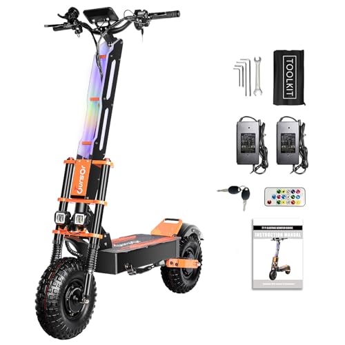 Elektro-Scooter für Erwachsene, 60V/38.8Ah Batterie mit großer Kapazität, Dual-Bremssystem, LED-Anzeige, Bunte Lichter, 14" Faltbarer schneller Elektro-Scooter von Amakou