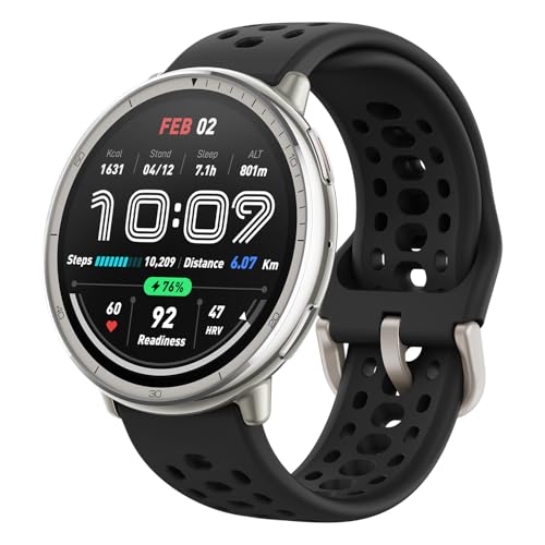 AMAZFIT Active 2 Smartwatch 44mm, GPS-Karten mit Richtung, Fitness-Tracker, 10-Tage-Akku, Schlafüberwachung, 160+ Sportmodi, wasserabweisend, für Android & Apple iPhone, schwarzes Silikon von Amazfit
