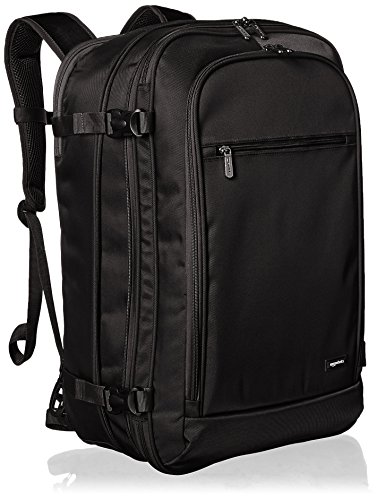 Amazon Basics Handgepäck Reiserucksack, mit Tragegriff und Schultergurt, 25+10L, 1,7kg Eigengewicht, Einheitsgröße, Schwarz von Amazon Basics