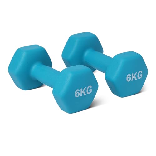 Amazon Basics Hantel-Set, Neoprenbeschichtung, 6 kg, Cyan von Amazon Basics