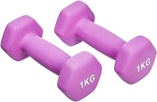 Amazon Basics Neopren Hanteln Gewichte, Violett, (2er-Set), 2 x 1 kg von Amazon Basics