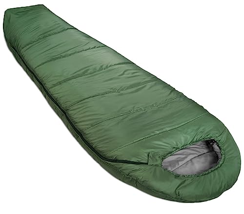 Amazon Basics Schlafsack für kaltes Wetter, zum Camping und Wandern, leicht, Mumienschlafsack, Olivgrün von Amazon Basics