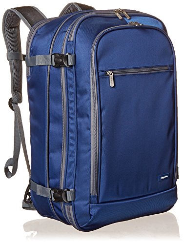 Amazon Basics Handgepäck Reiserucksack, mit Tragegriff und Schultergurt, 25+10L, 1,7kg Eigengewicht, Einheitsgröße, Marineblau von Amazon Basics