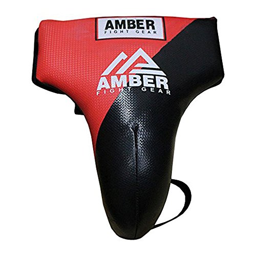 Amber Fight Gear MMA Cup Boxing Adult Groin Protector Jock Strap Muay Thai, Black/Red, XL von Amber Fight Gear