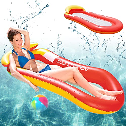 Amebleak Pool Hängematte, Aufblasbare Wasserhängematte mit Mesh, luftmatratze Liege Wasser Bett Floating Lounge Stuhl Schwimmbad Aufblasbarer Spielzeug für Erwachsene für die Beach Pool Party (Rot) von Amebleak