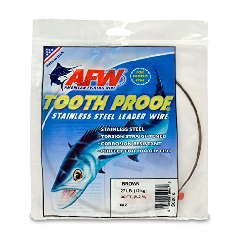 American Fishing Wire Zahnfester Edelstahldraht, einsträngig, Größe 2, Camo Brown Farbe, 12,2 kg Test, 9 m von American Fishing Wire