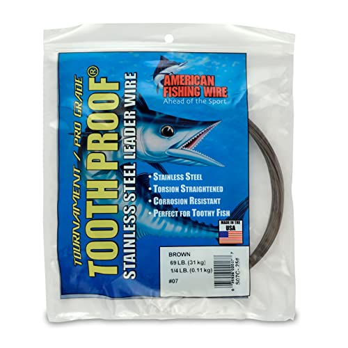 American Fishing Wire Unisex-Erwachsene AFW – Zahnsicher – #7 (69 Pfund-Test) Farbe – 114 g Edelstahl eindrähtig Vorfachdraht, Camo Brown, 287.5 Feet, 69 Pound von American Fishing Wire