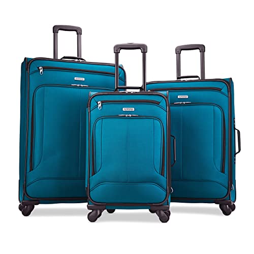 American Tourister Pop Max Softside Trolley mit Schleuderrollen, blaugrün, 3-Piece Set (21/25/29), Pop Max Softside-Gepäck mit Spinnrollen von American Tourister