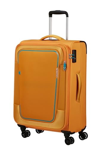 American Tourister Pulsonic - Spinner M, Erweiterbar Koffer, 68 cm, 64/74 L, Gelb (Sunset Yellow) von American Tourister