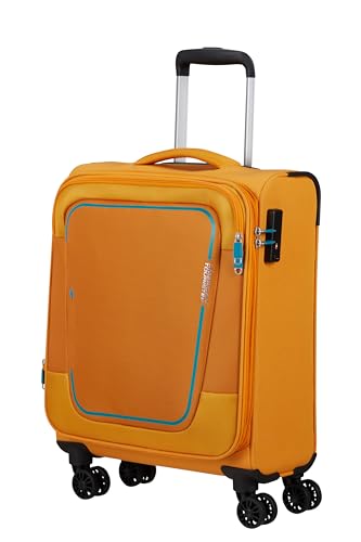 American Tourister Pulsonic - Spinner S, Erweiterbar Handgepäck, 55 cm, 40.5/43.5 L, Gelb (Sunset Yellow) von American Tourister