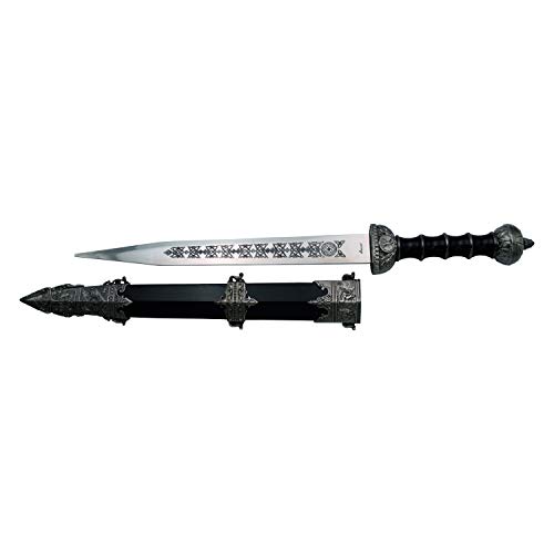 Amont Dolch Gladius Bordeauxrot S0178BK, Knopf und Schutz sind nickelfarben, schwarzer Griff und Nickelstreifen, Gesamtgröße 46,5 cm, Stahlklinge, Schwarze Scheide mit Nickeloberfläche. von Amont