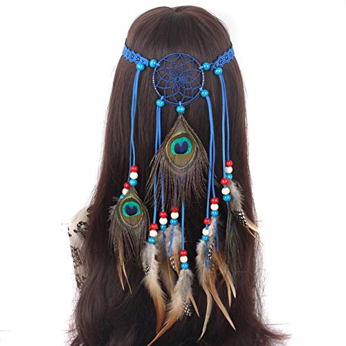Amorar Frauen Bohemien Feder Stirnband Boho Indianer Haarband Haarschmuck Haar Hippie Abend Party Halloween Karneval Stirnbänder Headband von Amorar
