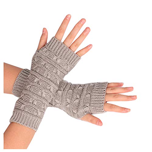 Amorar Winterhandschuhe Pluswärmer Mode Lange Fingerlose Handschuhe Fäustlinge Stricken Armstulpen Handwärmer Stulpen Armmanschette Daumenloch für Damen von Amorar