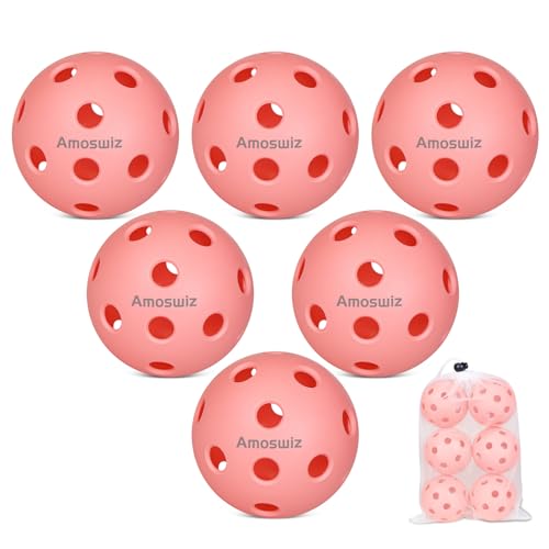 Amoswiz Indoor Pickleball Bälle, 6 Pack 26 Löcher Pickleballs Indoor Pickleballs Set, Hohe Sichtbarkeit Langlebige Pickle Balls für Training und Turnier von Amoswiz