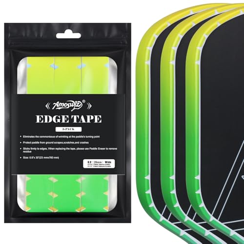 Amoswiz Pickleball Edge Guard Tape, Pickleball Protection Tapes 3 Pcs, Green to Yellow Gradiant Edge Tape, 23MM Width, No Wrinkling Edge Guard for 13MM & 16MM & 20MM Thicknesse Paddles von Amoswiz