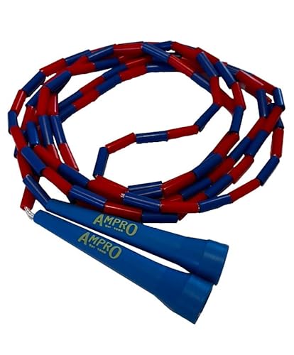 AMPRO Super Pro Ballers Springseil mit Perlen, verstellbar, 3 m, Rot/Blau/Gelb von Ampro