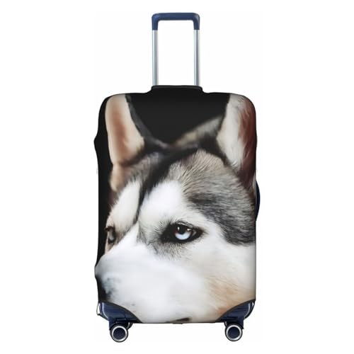 Amrole Gepäckabdeckung, Kofferabdeckung, Protektoren, Gepäckschutz, passend für 45,7 - 76,2 cm große Gepäckstücke, lila Blumen, Husky-Hund, XL von Amrole