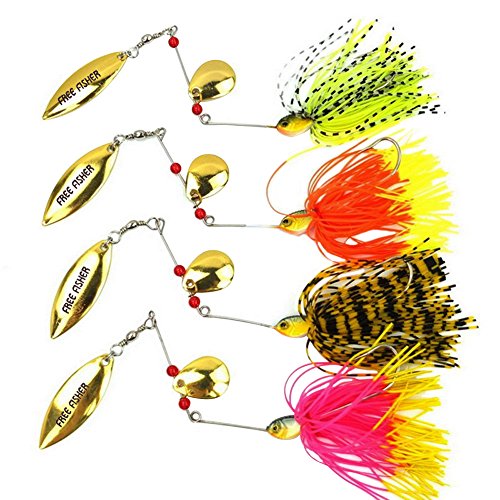 Amur Leopard Angeln Köder Set 4 Stück Hartschale Spinner Köder Spinnerbait Blinker mit Rock Jig für Barsch Hecht Forelle von Amur Leopard