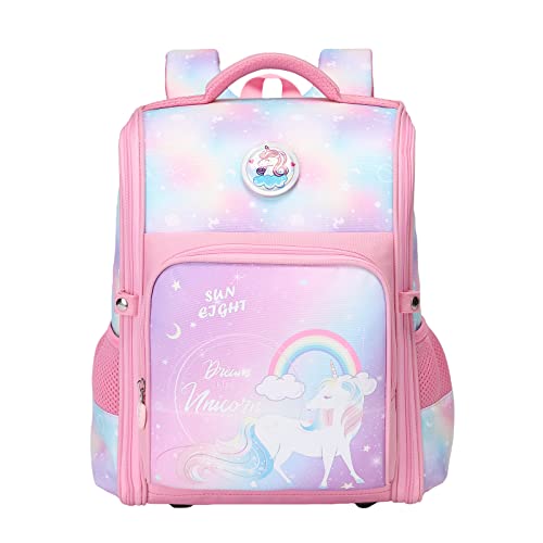 Amythe Schulrucksack Mädchen, Schulranzen Mädchen 1. Klasse, schulrucksack mädchen teenager, Einhorn Schultasche Mädchen Großer Reiserucksack mit ergonomischem von Amythe