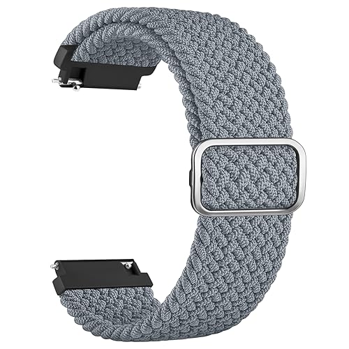 Amzpas Armband für Samsung Galaxy Watch 3 45mm/Huawei GT 2 46mm,Nylon 22mm Verstellbares Geflochtenes Ersatzarmbänder für Galaxy Watch 46mm/Gear S3 Frontier Damen Herren (Blaugrau) von Amzpas
