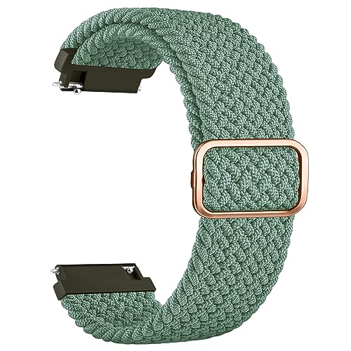 Amzpas Armband für Samsung Galaxy Watch 3 45mm/Huawei GT 2 46mm,Nylon 22mm Verstellbares Geflochtenes Ersatzarmbänder für Galaxy Watch 46mm/Gear S3 Frontier Damen Herren (Grün) von Amzpas