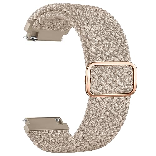 Amzpas Armband für Samsung Galaxy Watch 3 45mm/Huawei GT 2 46mm,Nylon 22mm Verstellbares Geflochtenes Ersatzarmbänder für Galaxy Watch 46mm/Gear S3 Frontier Damen Herren (Milchtee) von Amzpas