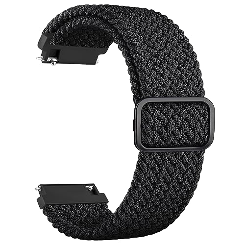 Amzpas Armband für Samsung Galaxy Watch 3 45mm/Huawei GT 2 46mm,Nylon 22mm Verstellbares Geflochtenes Ersatzarmbänder für Galaxy Watch 46mm/Gear S3 Frontier Damen Herren (Schwarz) von Amzpas