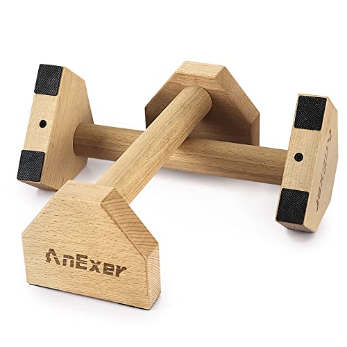 AnExer Liegestützgriffe Holz Parallettes Handstand Griffe für Calisthenics, Rutschfeste Push up Bars Joint-Friendly Push Up Griffe, Calisthenics Griffe for Festigkeit Ausbildung Yoga(30cm) von AnExer