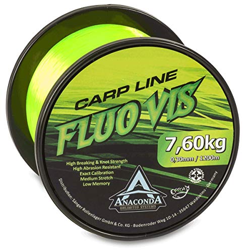 Anaconda Unisex – Erwachsene Fluovis Green Carp Line 1.200m/ 0,28mm von Anaconda