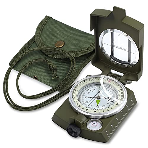 Anbte Kompass Militär Marschkompass Professioneller Navigation Compass mit Tragetasche Wasserdichter Compass für Jagd Camping Wandern Outdoor-Aktivitäten (‎Grün) von Anbte