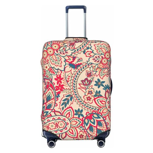 Reisegepäckhülle mit floralem, orientalischem, ethnischem Muster, Spandex-Kofferschutztasche, florales, orientalisches, ethnisches Muster, doppelseitig bedruckt, passend für 18-32 Zoll großes Gepäck, von Anceky