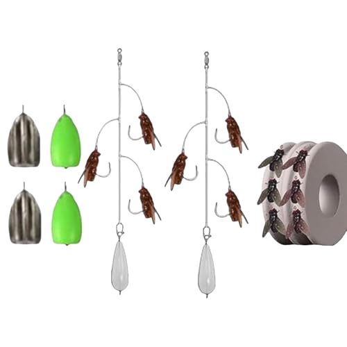 Ancsttu Fliegenköder | Künstliche Barschköder Angelzubehör | Tragbare Multihaken Fischfang Tools für Angler Meer Fluss See Teich Stausee Gewässer Outdoor von Ancsttu