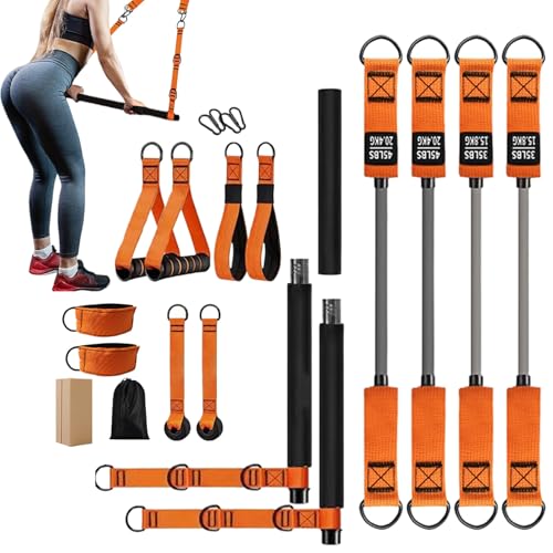 Ancsttu Pilates Bar Set Mit Widerstandsbändern,Körperformendes Trainingsgerät - Pilates-System Ganzkörpertraining Für Frauen, Männer Und Erwachsene Zu Hause Oder Im Fitnessstudio Mit Schultertraining von Ancsttu