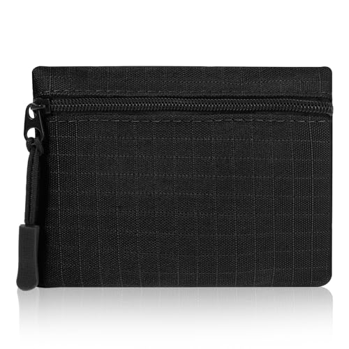 Andibro Mini Geldbörse, Kleine Kleingeldtasche Aus Segeltuch Tragbare Kleingeldbörse Mit Münzfach Mit Reißverschluss Mini Wechseltaschen Für Damen Kinder Frauen(Schwarz) von Andibro