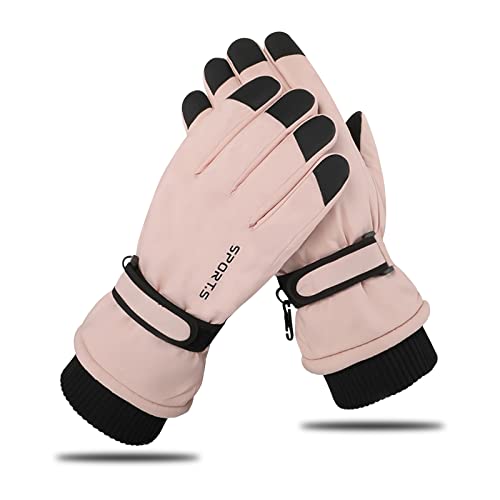 Andiker Winter Damen Skihandschuhe, Winterhandschuhe Warm, wasserdichte Touchscreen Anti Rutsch Snowboardhandschuhe für Skifahren, Laufen und Radfahren (Rosa Schwarz, one Size) von Andiker