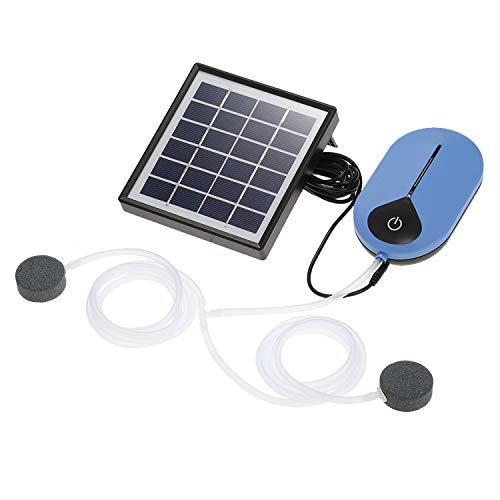 Andoer Solar Teichbelüfter, 1,5W Solarmodul 0,5 l/min bis 0,9 l/min Luft, 3.7V Aquarium Sauerstoffpumpe Teich Luftpumpe Geräuscharm mit 3600mAh Akku für Teich von Andoer