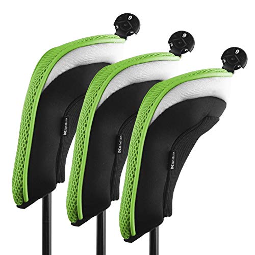 Andux Golf Hybrid Schlägerhauben mit austauschbarem Nummernschild, 3 Stück Grün von Andux