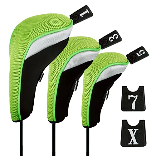 Andux 3 Packung Golf Holz Schlägerkopfhüllen hauben austauschbar Nr. Etikett Grün von Andux