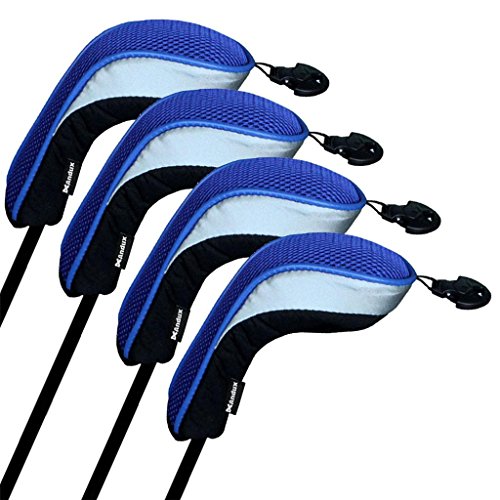 Andux Golf Hybrid Schläger Kopfhauben 4er-Set mit austauschbarer Nr. Tag Blau von Andux
