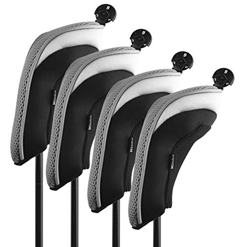 Andux Golf Hybrid Schläger Kopfhauben 4er-Set mit austauschbarer Nr. Tag grau von Andux