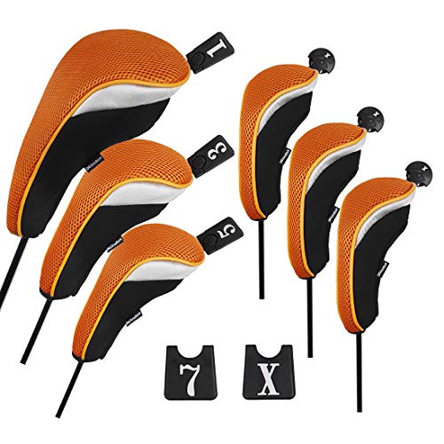 Andux Golfschlägerhauben Set bar Nr. Tag (3 Hybridabdeckungen + 3 Holzabdeckungen) MT/ZH06 orange von Andux