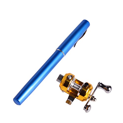 Andux Mini beweglicher Angelrute-Fischerei-Gang Carbon-Felsen-Angelrute Salzwasser-Fischerei Rod GBG-01 (Blau) von Andux