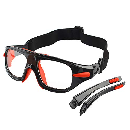 Andux Schutzbrille für Basketballbrillen mit austauschbaren Bügeln LQYJ-03 (Schwarz) von Andux