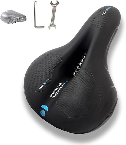 Cloud Comfort Max 2.0 Fahrradsattel – Ergonomischer Sattel mit Gelpolsterung, Stoßdämpfung & Belüftung | Bequemer Fahrradsitz für Damen & Herren, Schmerzfrei Radfahren, Outdoor & City (Blau) von AngLink