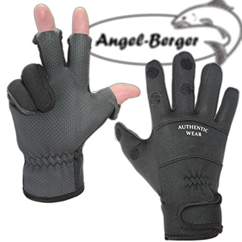 Angel-Berger Premium Neoprenhandschuhe schwarz Angler Handschuhe zum Angeln (L) von Angel-Berger